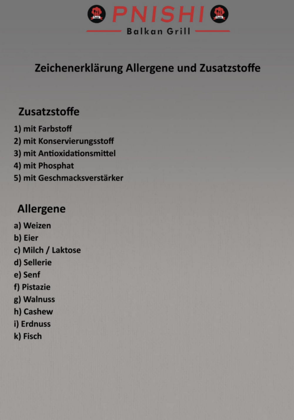Allergene & Zusatzstoffe